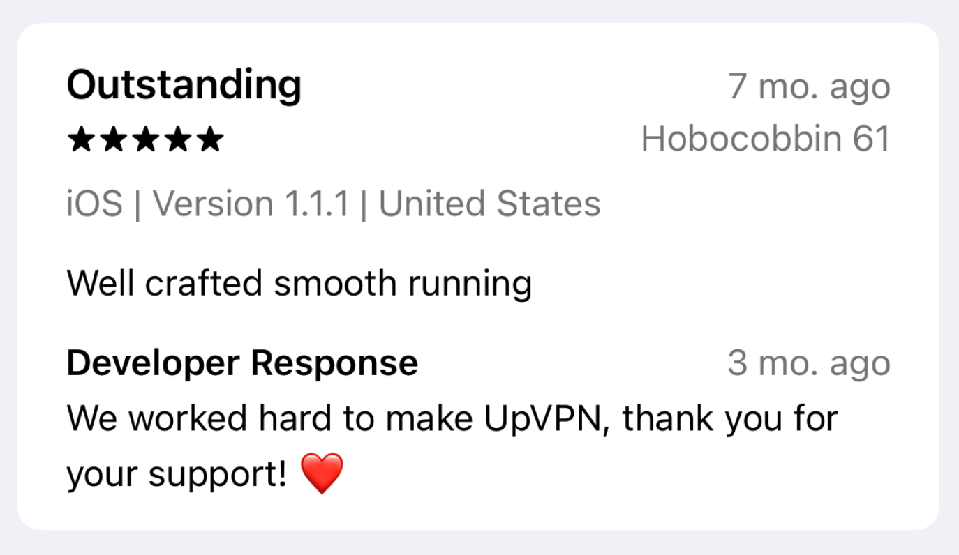UpVPN App Store review: Well crafted smooth running