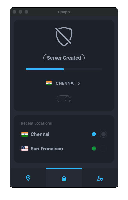 fully serverless VPN location indicated by blue dot